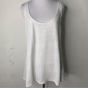 Calypso St. Barth Women's 100% Linen White Scoop Tank Top Size Large